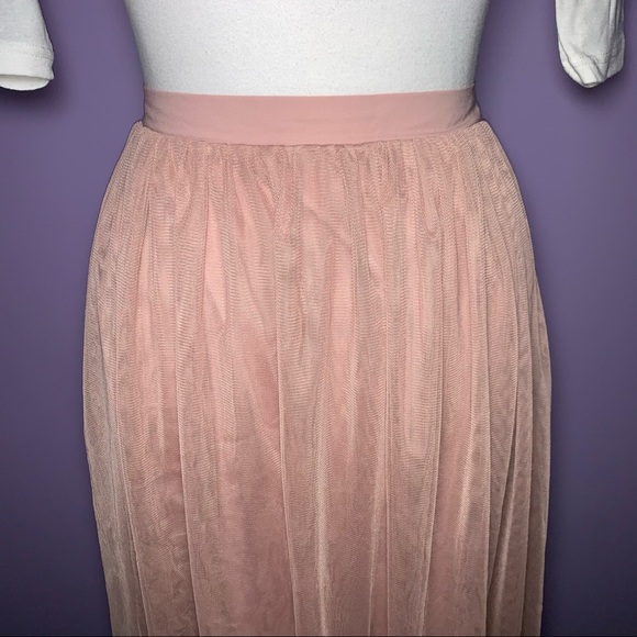 Pink Tulle Midi Skirt - Picture 3 of 9